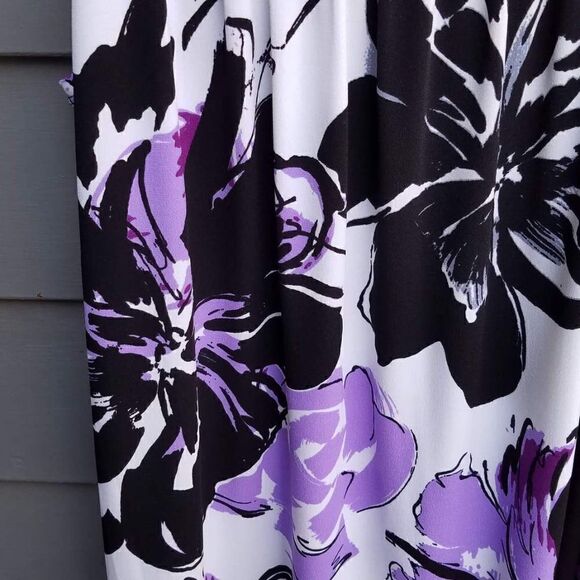Enfocus Floral Purple/Black/White Dress - Stretchy  Size 8 - Picture 4 of 7